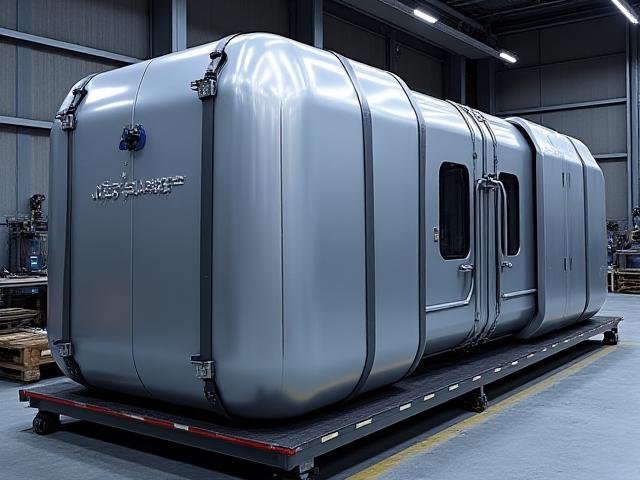 A large industrial CNC machine being professionally secured on a 3 Musketeer's truck